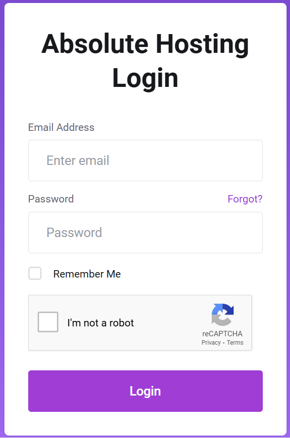 Absolute Hosting Client Service Area login