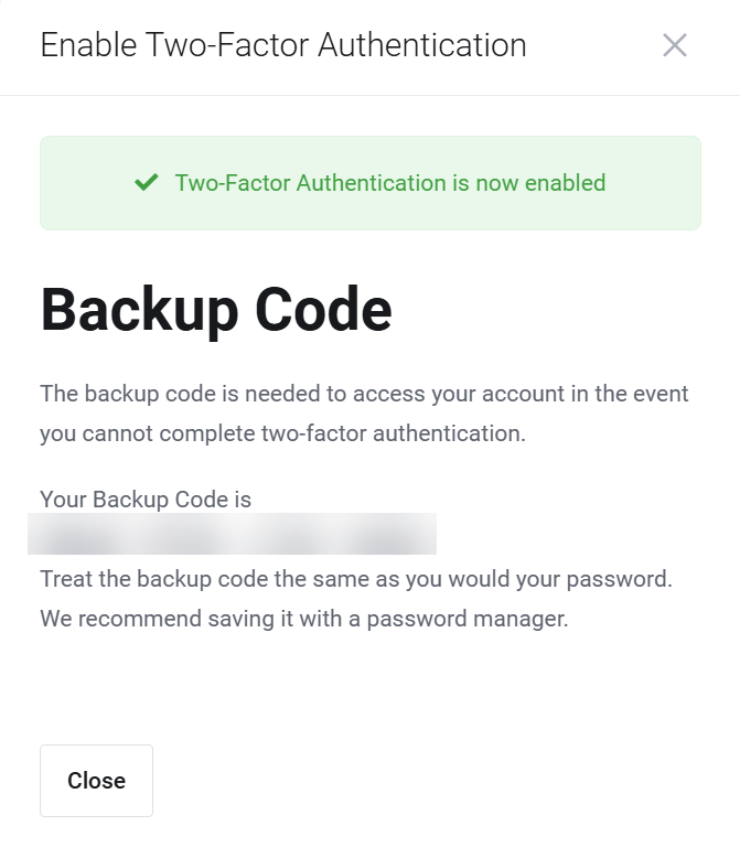 Absolute Hosting 2FA Backup code