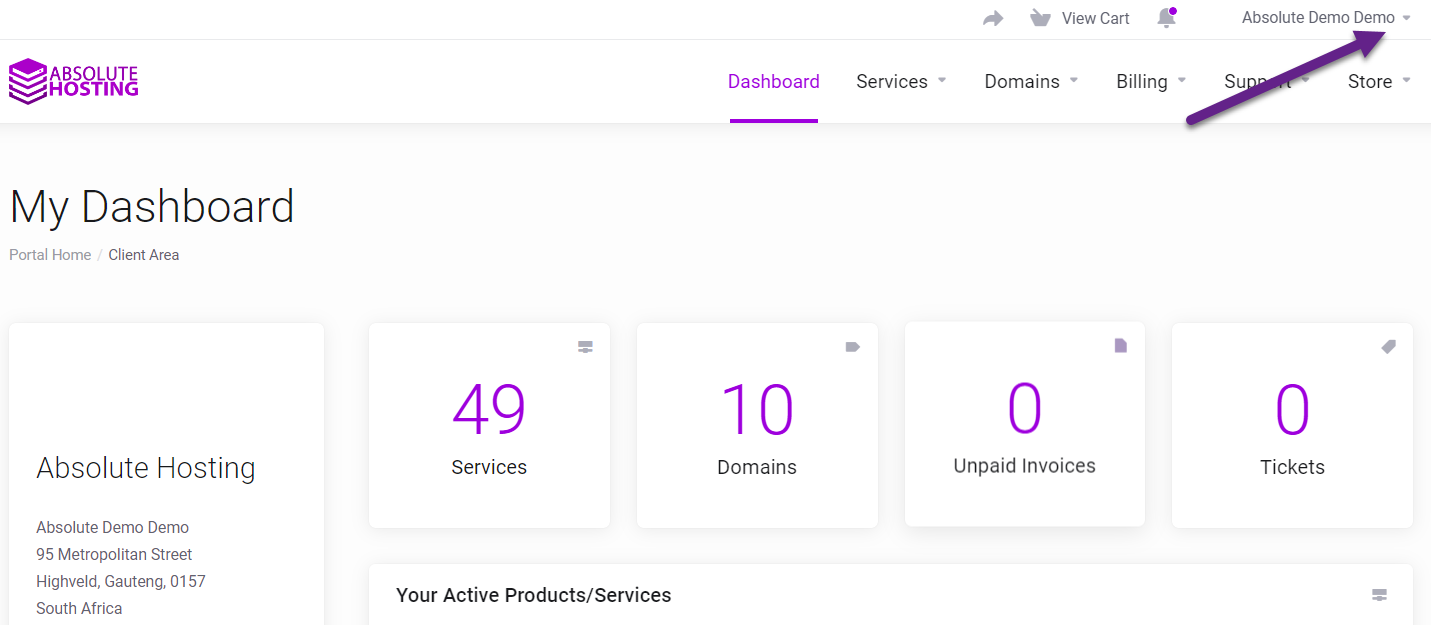 Absolute Hosting Client Account Options