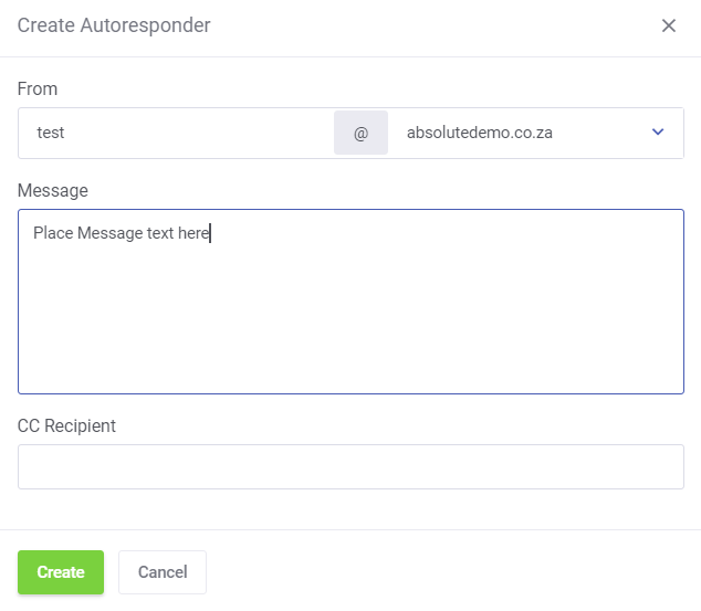 Absolute Hosting Create New Email Autoresponder