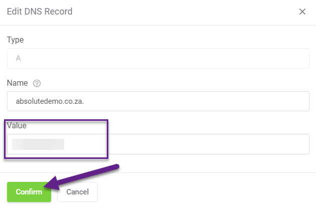 Absolute Hosting Change DNS Record