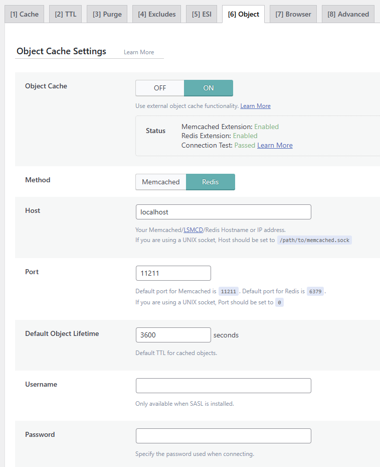 Redis Cache Settings