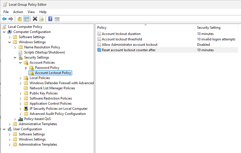 Disable Administrator Lockout