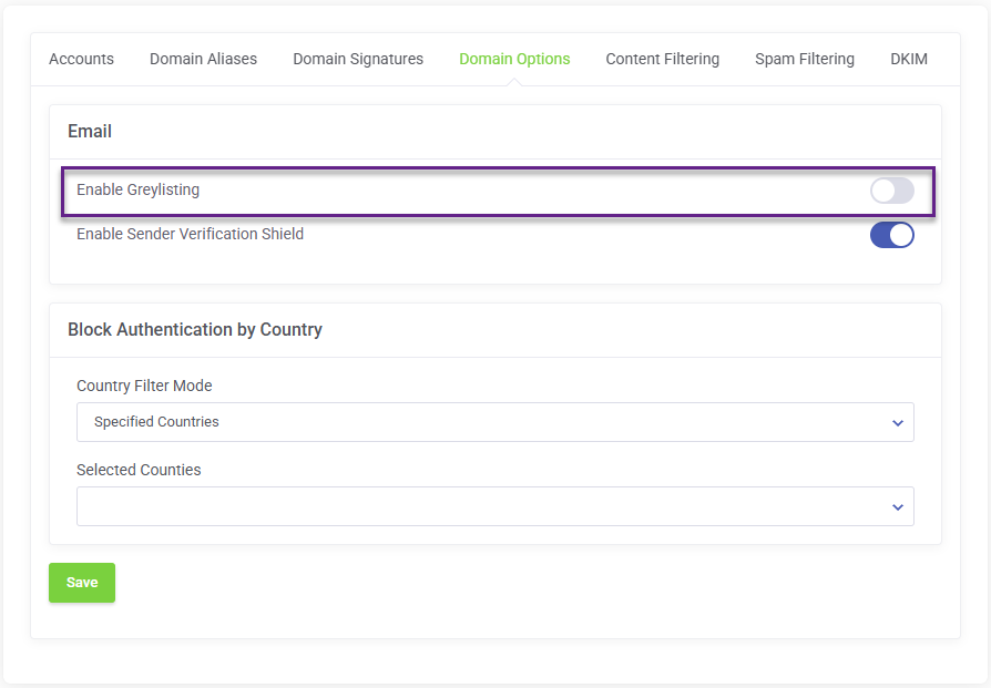 Smarter Business Email Hosting disable greylisting