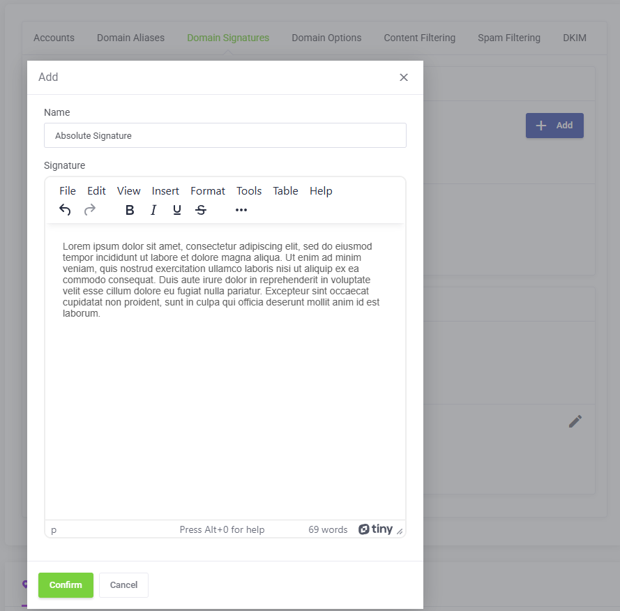 Smarter Business Email Hosting add Signature